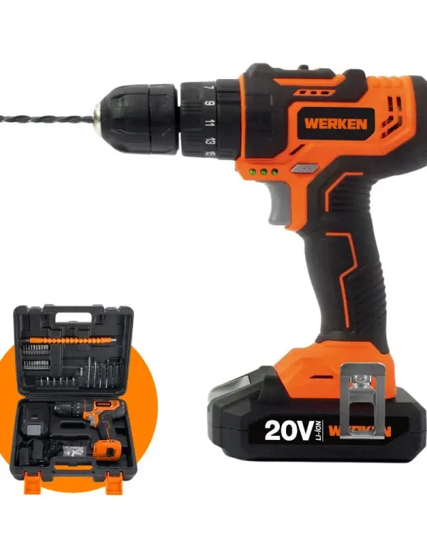 Taladro percutor Werken KF-CD2110-34PZ-BMC 20V 1.5 Ah + 37 accesorios